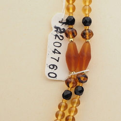 Vintage Czech necklace topaz black tortoise striped glass beads 
