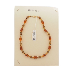 Vintage Czech necklace topaz frost tortoise striped glass beads 