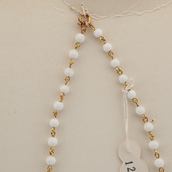 Vintage Czech link necklace white round oval glass beads 