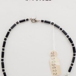 Vintage Czech necklace black pentagon AB clear glass beads 