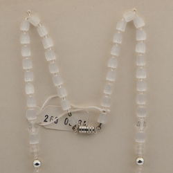 Vintage Czech necklace satin atlas clear frost glass beads 
