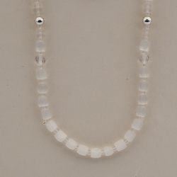 Vintage Czech necklace satin atlas clear frost glass beads 