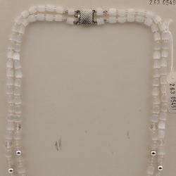 Vintage Czech 2 strand necklace satin atlas clear frost glass beads 