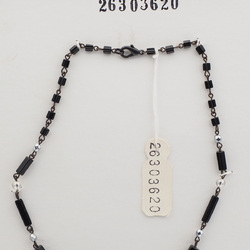 Vintage Czech necklace black hematite clear glass beads 