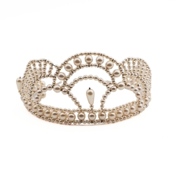 Vintage handmade pearl glass bead tiara headpiece hair jewelry