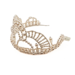 Vintage handmade pearl glass bead tiara headpiece hair jewelry
