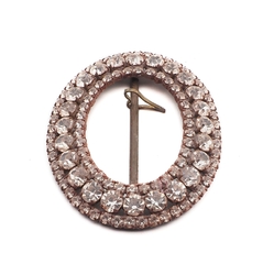 Large Czech vintage clear glass rhinestone belt buckle element