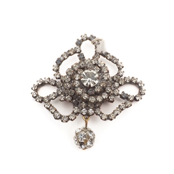 Czech vintage clear glass rhinestone sew on flower necklace pendant element