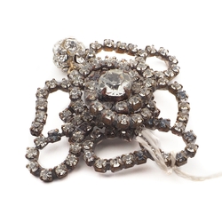 Czech vintage clear glass rhinestone sew on flower necklace pendant element