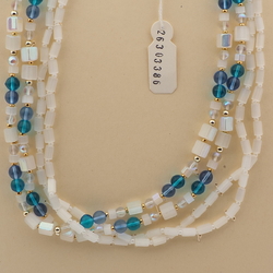 Vintage Czech 4 strand necklace AB frost satin atlas blue glass beads