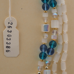 Vintage Czech 4 strand necklace AB frost satin atlas blue glass beads