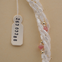 Vintage Czech 5 strand necklace pearl pentagon pink bicolor glass beads