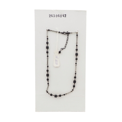Vintage Czech link necklace black clear round faceted bugle glass beads