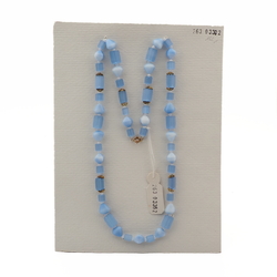 Vintage Czech necklace blue marble blue satin atlas glass beads