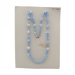 Vintage Czech necklace blue satin atlas blue marble glass beads
