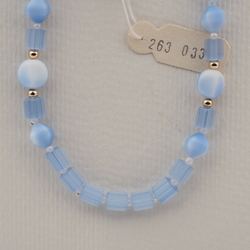 Vintage Czech necklace blue satin atlas blue marble glass beads