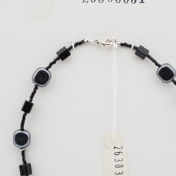 Vintage Czech necklace hematite oval black pentagon glass beads