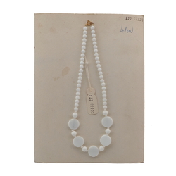 Vintage Czech necklace white round disc glass beads 16"