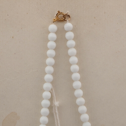 Vintage Czech necklace white round disc glass beads 16"