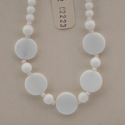 Vintage Czech necklace white round disc glass beads 16"