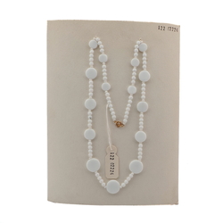 Vintage Czech necklace white round disc glass beads 23"