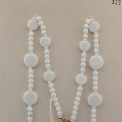 Vintage Czech necklace white round disc glass beads 23"