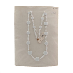 Vintage Czech necklace white round flat disc glass beads 23"
