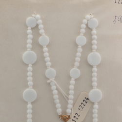 Vintage Czech necklace white round flat disc glass beads 23"