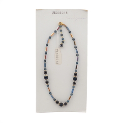 Vintage Czech necklace black blue vitrail glass beads