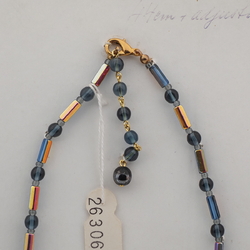 Vintage Czech necklace black blue vitrail glass beads