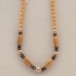 Vintage Czech necklace beige round oval pearl glass beads