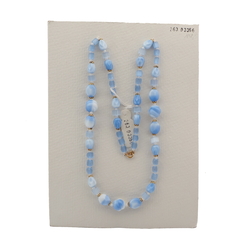 Vintage Czech necklace blue white marble blue satin atlas glass beads