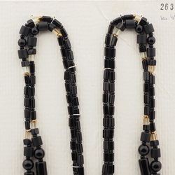 Vintage Czech 2 strand necklace black pentagon bugle round glass beads