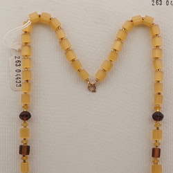 Vintage Czech necklace topaz pentagon nugget satin atlas glass beads
