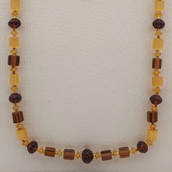 Vintage Czech necklace topaz pentagon nugget satin atlas glass beads