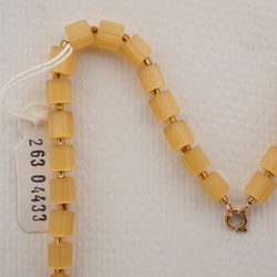 Vintage Czech necklace topaz pentagon nugget satin atlas glass beads