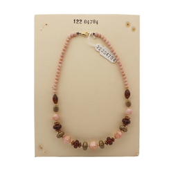 Vintage Czech necklace marble metallic Deco style glass beads