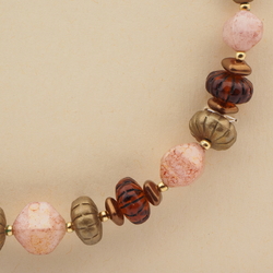 Vintage Czech necklace marble metallic Deco style glass beads