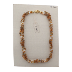 Vintage Czech 3 strand necklace topaz AB pentagon bugle glass beads 