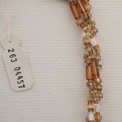 Vintage Czech 3 strand necklace topaz AB pentagon bugle glass beads 