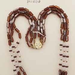 Vintage Czech 3 strand necklace topaz part silvered clear rondelle glass beads 