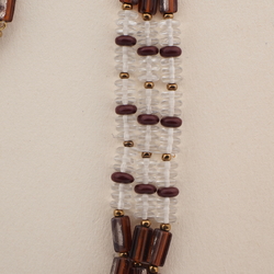 Vintage Czech 3 strand necklace topaz part silvered clear rondelle glass beads 