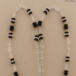 Vintage Czech necklace clear pentagon bugle clear black rondelle glass beads 