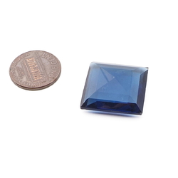 Large Czech antique hand cut square violet glass rhinestone 22mm