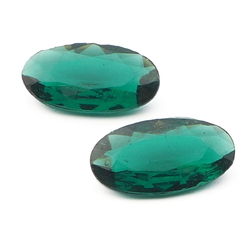 Lot (2) Vintage Czech green oval glass rhinestones 19x10mm