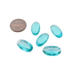 Lot (5) Vintage Czech aqua blue oval glass rhinestones 19x10mm