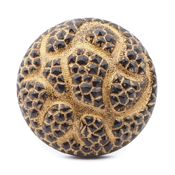 Czech vintage bronze lustre geometric snakeskin black glass button 23mm