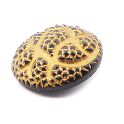 Czech vintage gold lustre geometric snakeskin black glass button 23mm