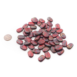 Lot (56) Czech marbled flat oval glass beads 18mm