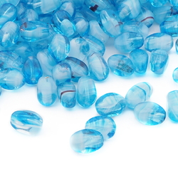 Lot (220) Czech blue bicolor nugget glass beads 9mm